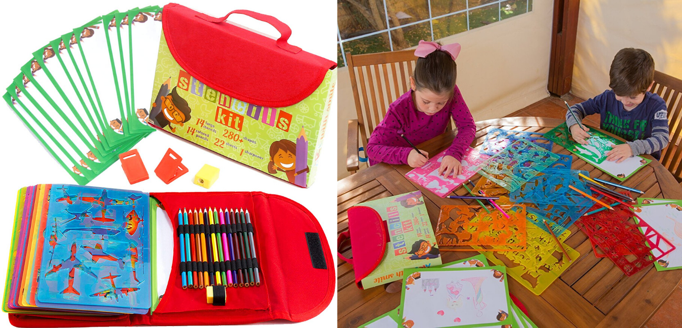 Drawing Stencils for Kids Kit & Carry Case