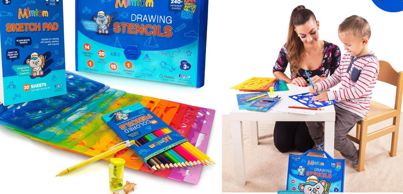 Mimtom Drawing Stencils Set for Kids and Boys